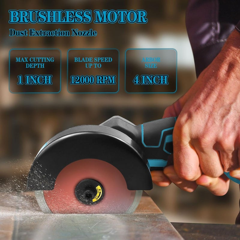 dcvbny 4" Brushless Cordless Cut-Off Tool Compatible with Makita 18V Battery(No Battery) | 500W Angle Grinder Saw with 6pc 4" Blades&Base Plate for Metal,Wood,Tile & Plastic (for Makita 4" with Base Plate) - Image 3